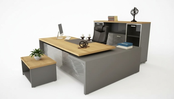Komplettes Büro Set Schreibtisch Kommode Aktenschrank Couchtisch 3tlg