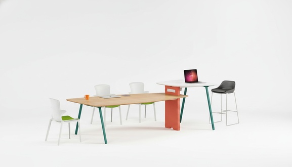 Konferenztisch Bürotisch Arbeitstisch Schreibtisch Holz Orange Große