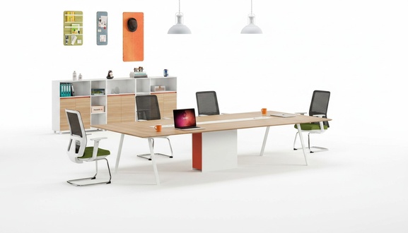 Konferenztisch Bürotisch Arbeitstisch Schreibtisch Holz Weiß Große