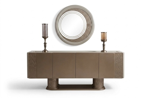 Konsole mit Spiegel aus Holz in Beige modern elegant