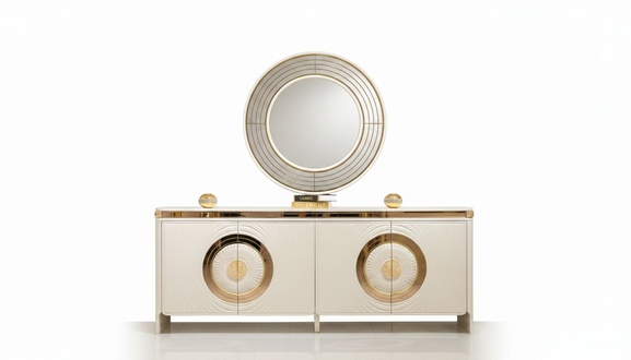 Konsole mit Spiegel in Beige aus Holz modern elegantes Design