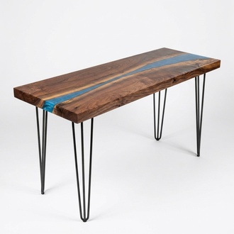 Konsolentisch Sideboard Echtes Holz Designer Tisch Epoxidharz Wasserfall Fluss