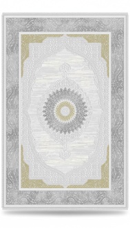 Kunstfaserteppich Teppich Wohnzimmerteppich Bordüre Ornament Gold Grau 160 x 230