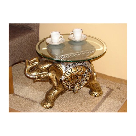 Glastisch Elefant Beistelltische Skulptur Figur Statuen Skulpturen Couchtisch