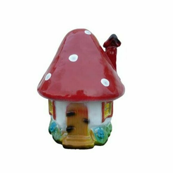 Skulptur Pilz Haus Statue Garten Figuren 44cm Statuen Skulpturen Figur