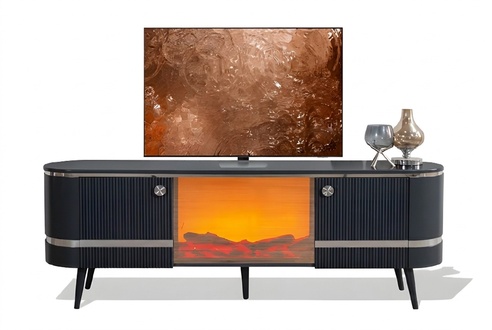 Lakonischer TV-Lowboard mit minimalistischer Ästhetik in elegantem Schwarz