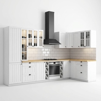 Landhaus Küche Zeile Schrank Küchen Unterschrank Hängeschrank Möbel Maßfertigung