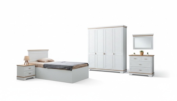 Landhaus Stil Kinderzimmer Set Bett Nachttisch Schrank Kommode 5tlg