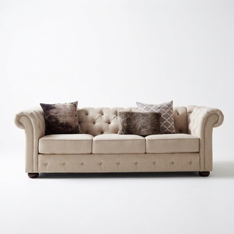 Landhaus Stil Möbel - Chesterfield Sofa Sitz Garnitur 3+2 Set Stoff jvmoebel ®