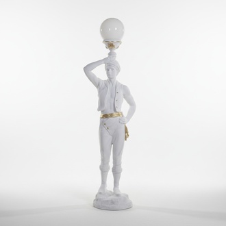 Lebensgroß Hindu Stand Leuchte Skulptur Stehleuchte Lampe Dekoration