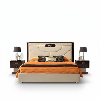 Leder Bett Polster Design Luxus Doppel Hotel Ehe Betten Holz Schlaf Zimmer Neu