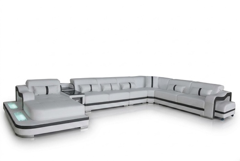 Leder Couch Polster Sitz Wohnlandschaft Design Modern Eck Garnitur Sofa