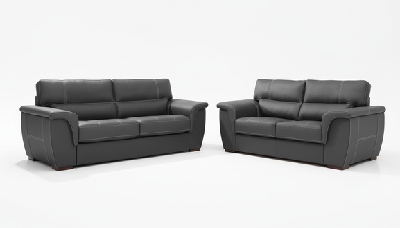 Leder Design Couch Polster Sitz Garnitur Sofa Garnituren 3+2 Leder Sofas