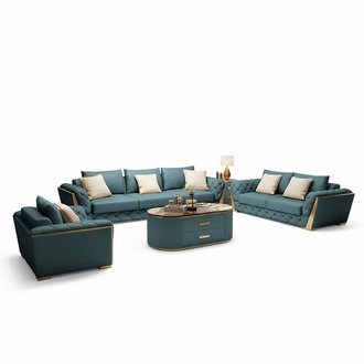 Leder Designer Sofa Couch Polster Garnitur 6tlg. Set Garnituren Couchtisch Tisch