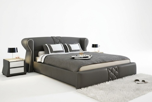 Leder Polster Bett Betten Hotel Klassisches Designer Doppel Ehe Schlafzimmer