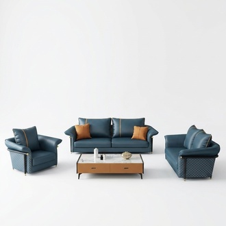 Leder Polster Komplett Set Sofagarnitur 321 Sitzer Design Wohnlandschaft Gruppe