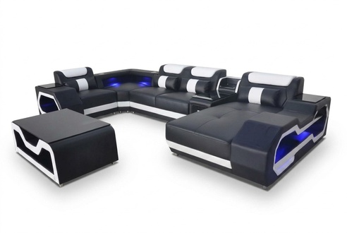 Leder Sofa Eck Garnitur Design Modern Wohnlandschaft Couchtisch U Form