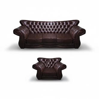 Leder Sofa Set Sitzmöbel Sofa Dreisitze Sofagarnitur Sessel Chesterfield