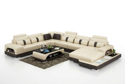 Leder U Form Wohnlandschaft Couch Big XXL Sofa Polster Ecke Garnitur Eck Senden