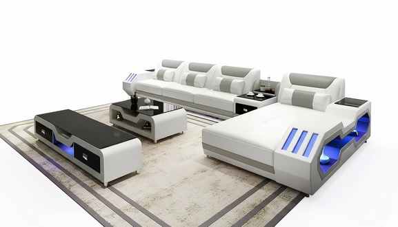 Lederpolster Design Ecksofa Eckcouch Couch Sofa L Form Wohnlandschaft Wohnzimmer