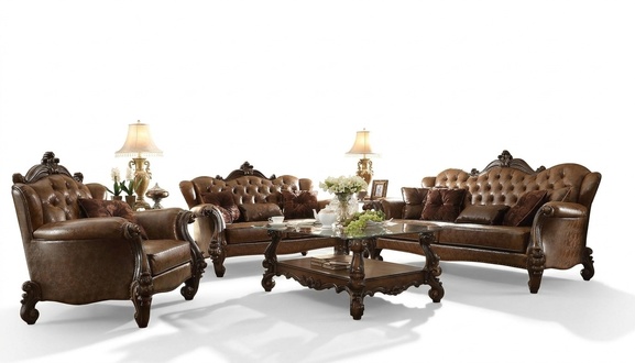 Ledersofa Barock Stil Rokoko Leder Sofa Couch Polster Sitz 3 Sitzer Dreisitzer