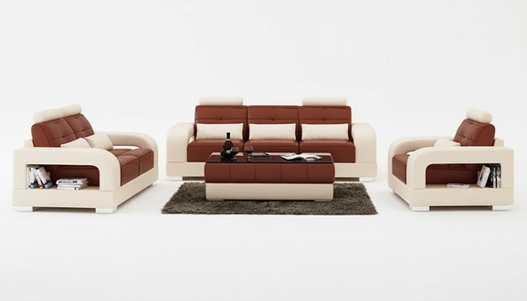 Ledersofa Couch Sofagarnitur 3+2+1 Sitzer Garnitur Design Modern Sofa mit USB