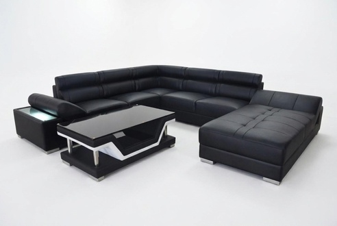 Ledersofa Couch Wohnlandschaft Eck Garnitur Design Modern Sofa U-Form