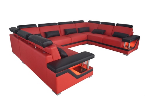 Ledersofa Couch Wohnlandschaft Eck Garnitur Design Modern Sofa U-Form