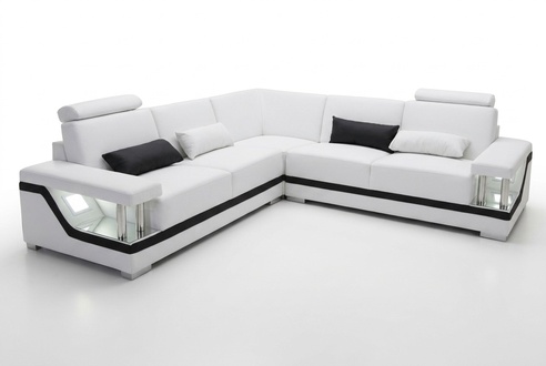 Ledersofa Couch Wohnlandschaft Eck Garnitur Design Modern Sofa L-Form L6002