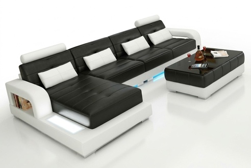 Ledersofa Couch Wohnlandschaft Ecksofa Eck Garnitur Design Modern Sofa L6008C