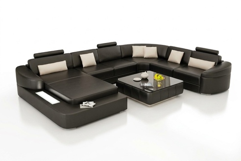 Ledersofa Couch Wohnlandschaft Ecksofa Eck Garnitur Design Modern Sofa