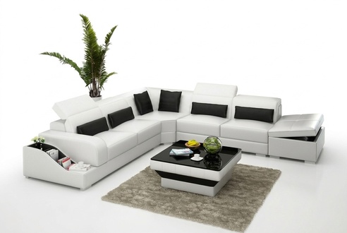 Ledersofa Couch Wohnlandschaft Ecksofa Eck Garnitur Design Modern Sofa mit USB