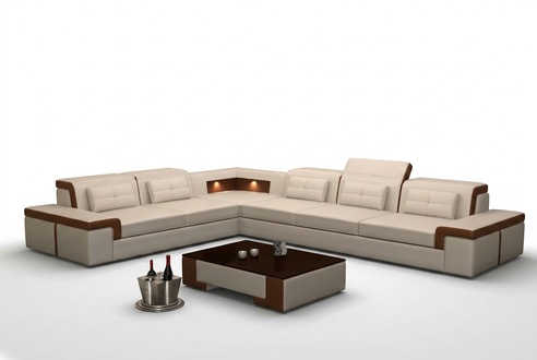 Ledersofa Couch Wohnlandschaft Ecksofa Eck Garnitur Design Modern Sofa mit USB