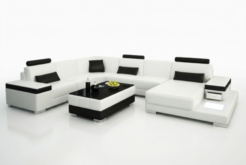 Ledersofa Designer Sofa U Form Wohnlandschaft Couch Polster Ecksofa Garnitur Neu