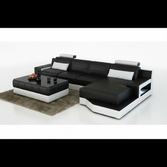 LEDERSOFA ECKSOFA mit USB SOFA COUCH GARNITUR WOHNLANDSCHAFT BETTFUNKTION NEU
