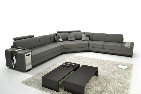 Ledersofa Ecksofa Sofa mit USB Polster Designer Eckgarnitur Wohnlandschaft Lima