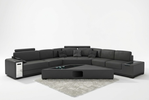 Ledersofa Ecksofa Sofa mit USB Polster Designer Eckgarnitur Wohnlandschaft Lima