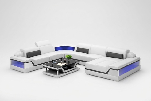Ledersofa Ecksofa U-Form Modernes Sofa Wohnlandschaft Ledercouch Ecksofa Polster