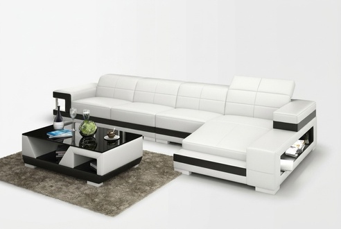 Blaue Design Ecksofa Couch LED Beleuchtung + USB Anschluss Wohnlandschaft Sofa