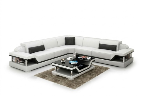 Ledersofa mit USB Wohnlandschaft Ecksofa Eck Garnitur Design Modern Sofa G8004B
