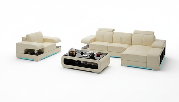 Design Ecksofa Schlafsofa Multifunktion Couch Leder Textil Polster Sofas Kasten