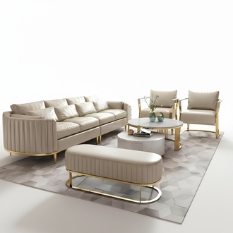 Ledersofa Sofa Couch Polster 5tlg. Wohnzimmer Set Garnitur Couchen Set Polster