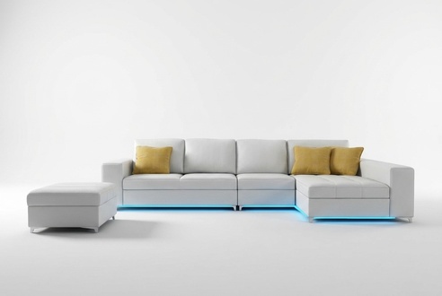 Ledersofa Sofa Couch USB Wohnlandschaft Ecksofa Garnitur Design Modern Neu K5005