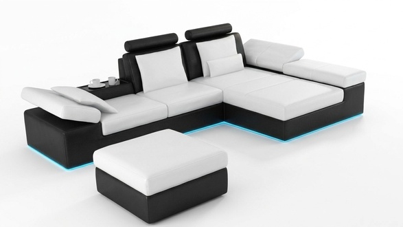 Ledersofa Sofa mit USB Wohnlandschaft Ecksofa Garnitur Design Modern Sofa K5014C