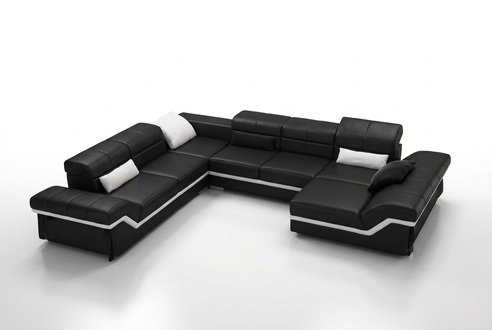 LEDERSOFA XXL WOHNLANDSCHAFT ECKSOFA DESIGN SOFA COUCH GARNITUR ECKCOUCH NEU