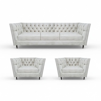 Ledersofas Polstermöbel Design Komplett 3tlg Chesterfield Wohnzimmer
