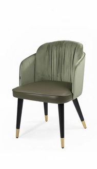 Lehnstuhl Moderne Polsterstuhl Design Grün Stuhl Armlehne Esszimmer Luxus Möbel