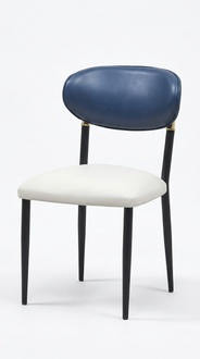 Lehnstuhl Stuhl Esszimmer Polsterstuhl Moderne Design Textil Weiß Luxus Blau