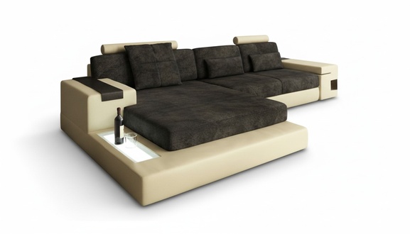 LForm Wohnlandschaft Couch Big XXL Textil Sofa Leder Polster Ecke Garnitur Stoff