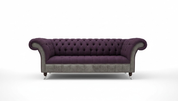 Lila Chesterfield Couch Sofa Polster 3 Sitzer Couchen Sitz Garnitur Sofas Neu